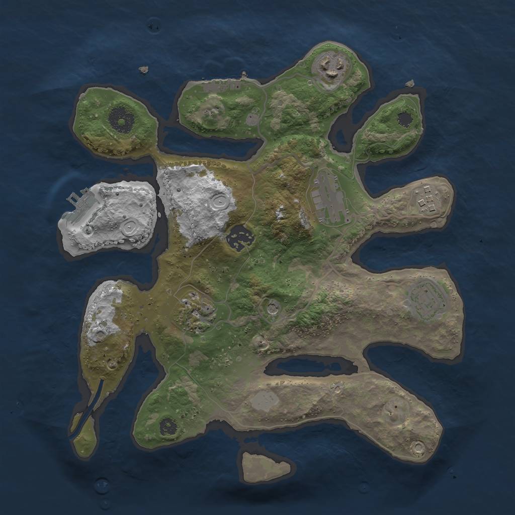 Rust Map: Procedural Map, Size: 3000, Seed: 1851924242, 14 Monuments
