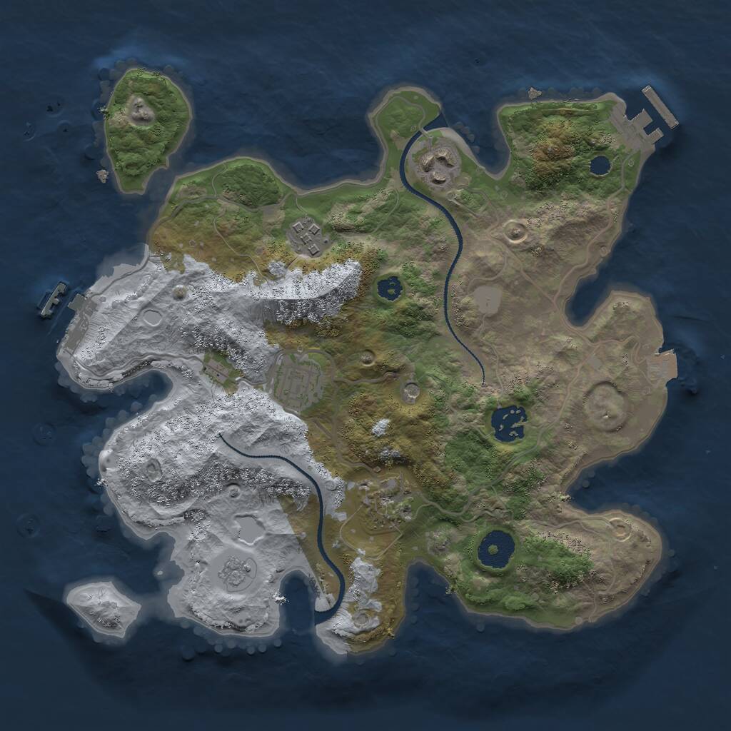 Rust Map: Procedural Map, Size: 3000, Seed: 308159, 10 Monuments
