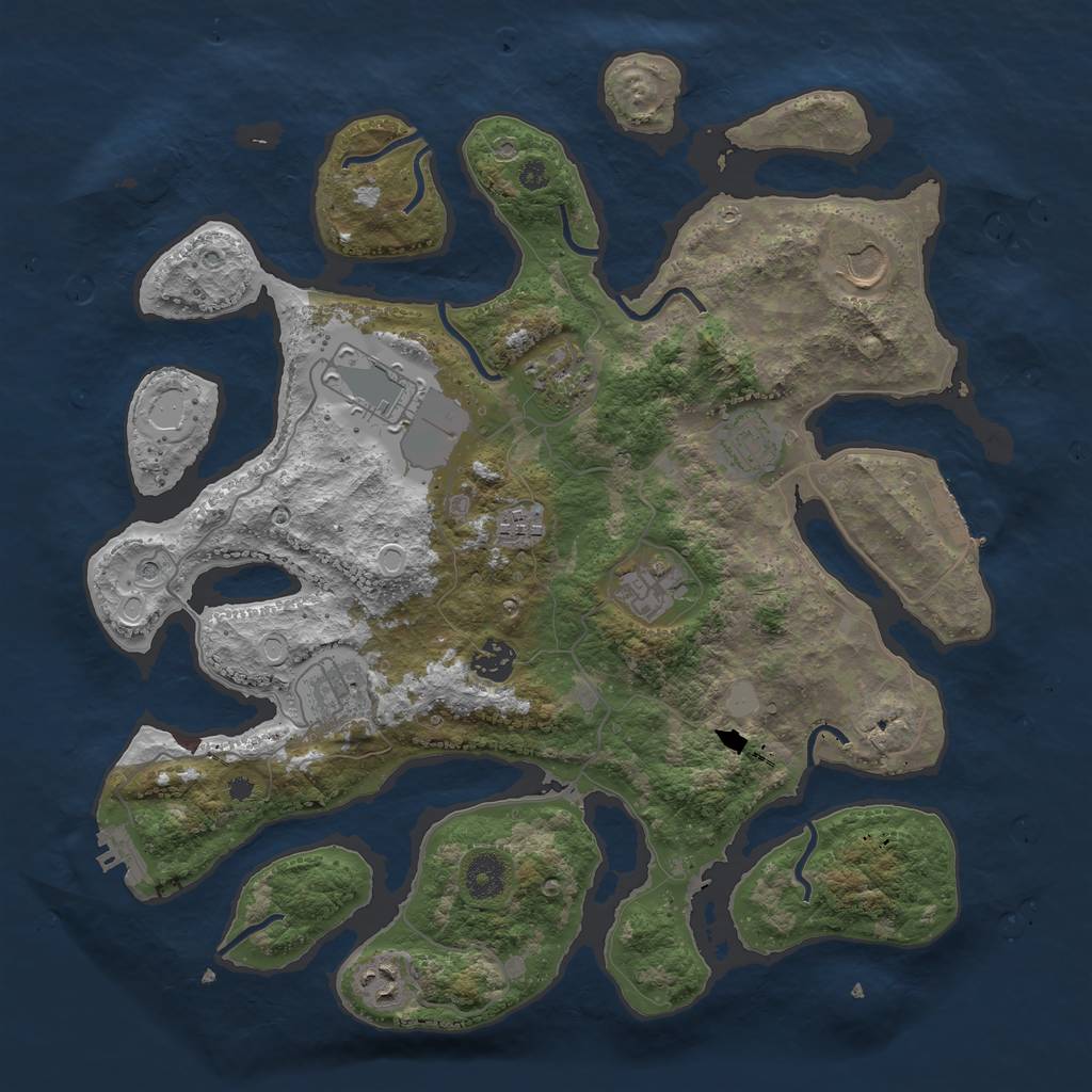 Rust Map: Procedural Map, Size: 3800, Seed: 1066, 17 Monuments