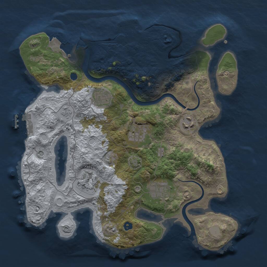 Rust Map: Procedural Map, Size: 3000, Seed: 623221, 12 Monuments