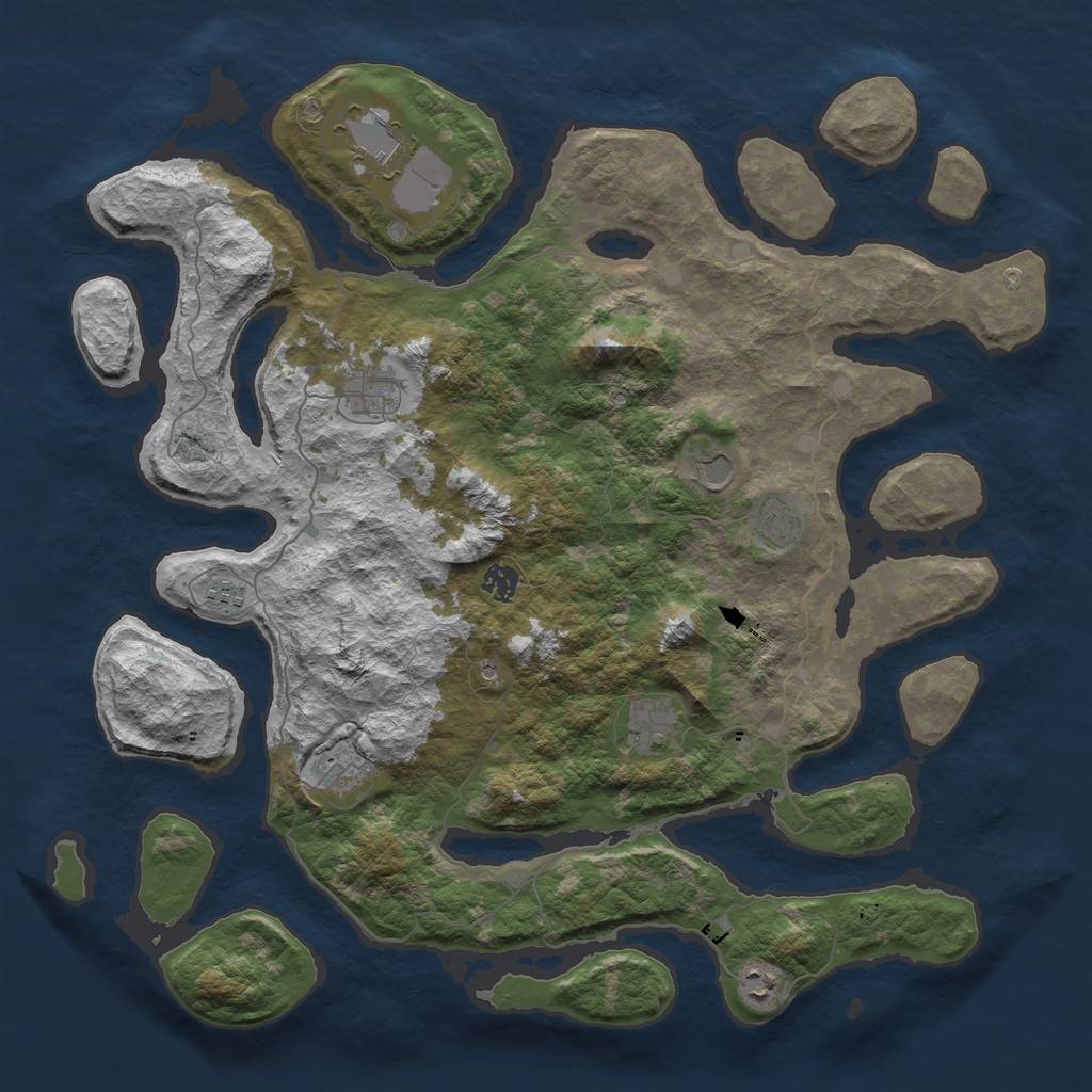 Rust Map: Barren, Size: 4500, Seed: 62412, 12 Monuments