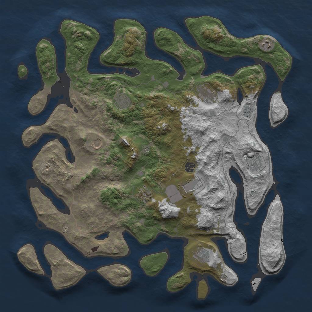 Rust Map: Barren, Size: 4500, Seed: 42412, 13 Monuments