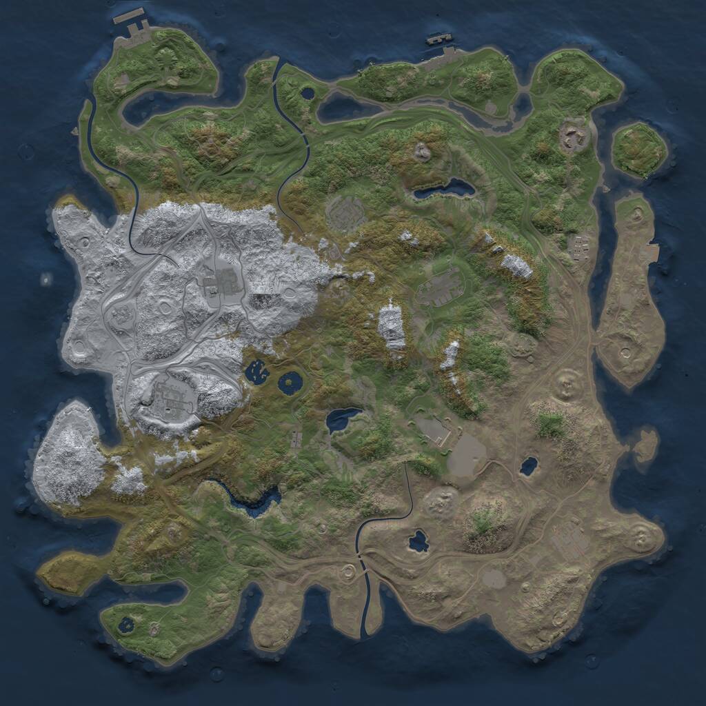Rust Map: Procedural Map, Size: 4500, Seed: 501, 15 Monuments