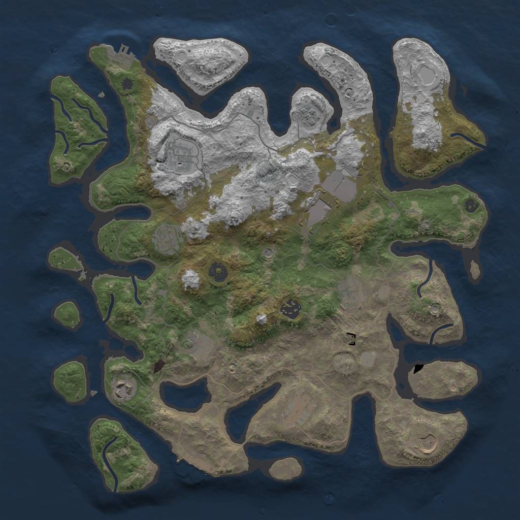 Rust Map: Procedural Map, Size: 4000, Seed: 654849, 18 Monuments