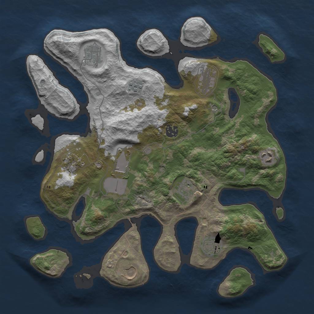 Rust Map: Barren, Size: 3600, Seed: 20221234, 13 Monuments