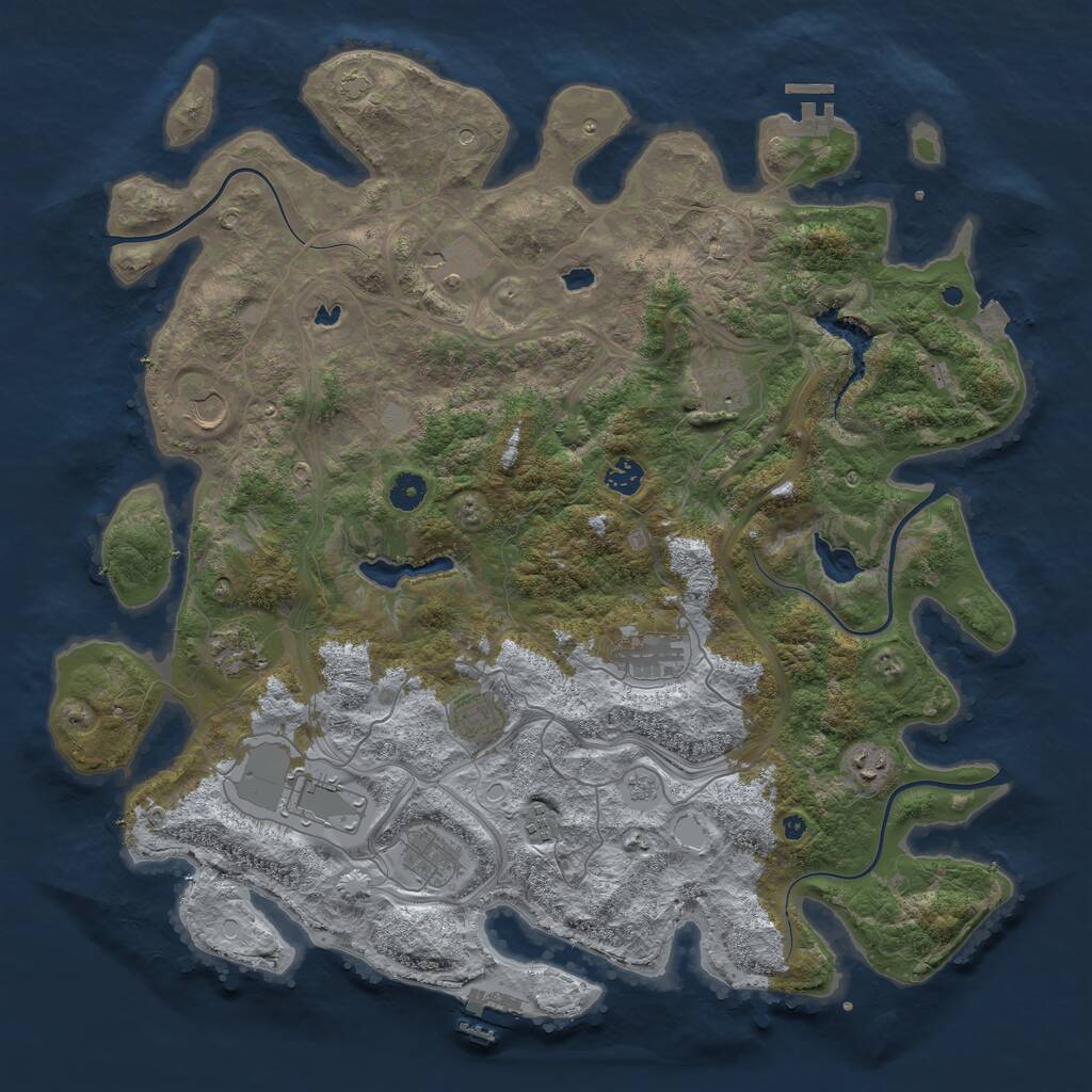 Rust Map: Procedural Map, Size: 4500, Seed: 52412, 17 Monuments