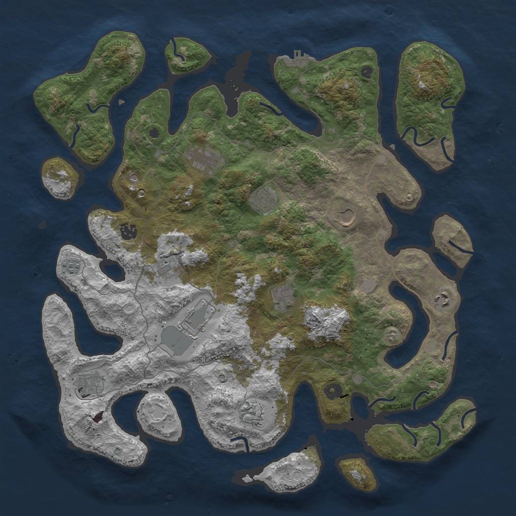 Rust Map: Procedural Map, Size: 4500, Seed: 82412, 18 Monuments