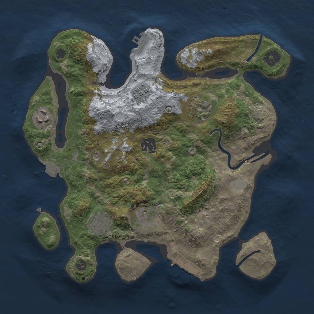 Rust Map: Procedural Map, Size: 3000, Seed: 123456789, 13 Monuments