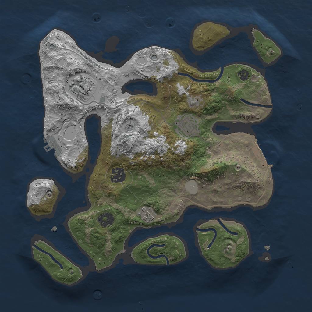 Rust Map: Procedural Map, Size: 3000, Seed: 939726552, 12 Monuments