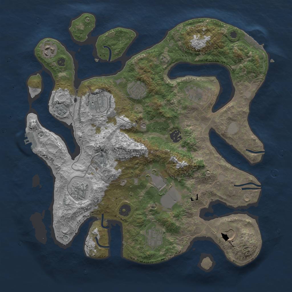 Rust Map: Procedural Map, Size: 3700, Seed: 222851773, 18 Monuments