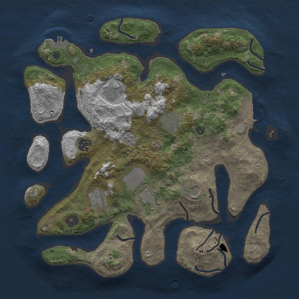 Rust Map: Procedural Map, Size: 3500, Seed: 1354, 15 Monuments