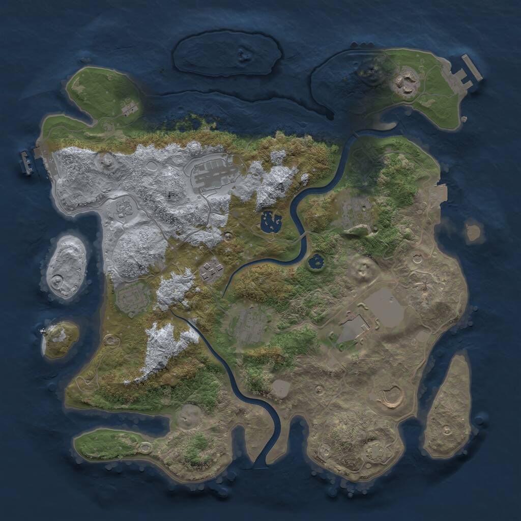 Rust Map: Procedural Map, Size: 3500, Seed: 1354, 15 Monuments