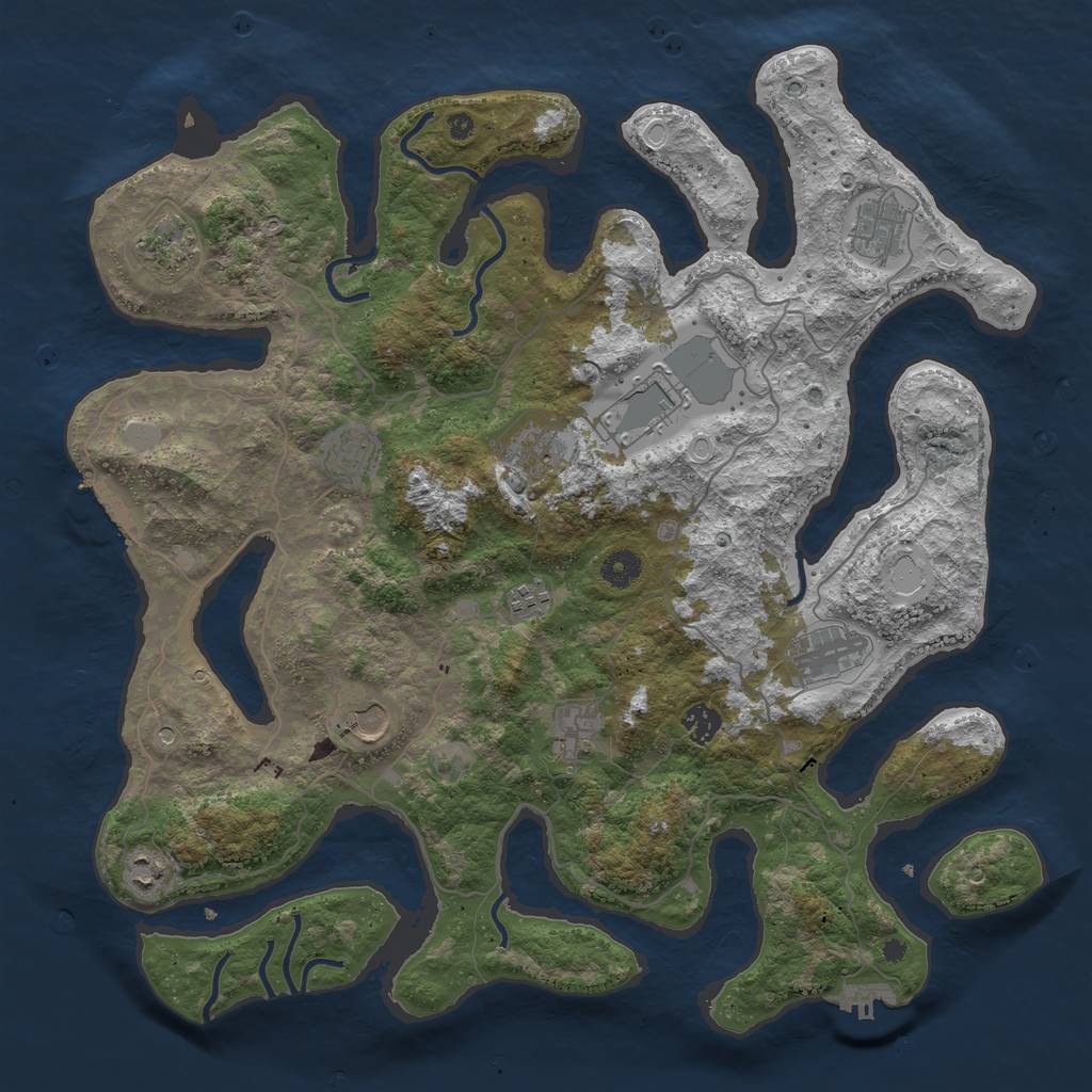 Rust Map: Procedural Map, Size: 4250, Seed: 1994796348, 19 Monuments