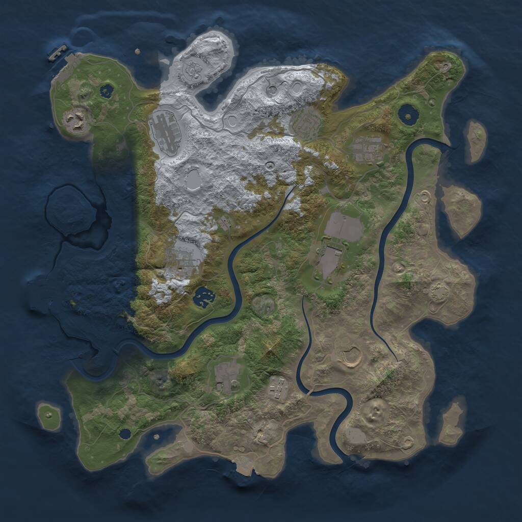 Rust Map: Procedural Map, Size: 3800, Seed: 1165947317, 16 Monuments