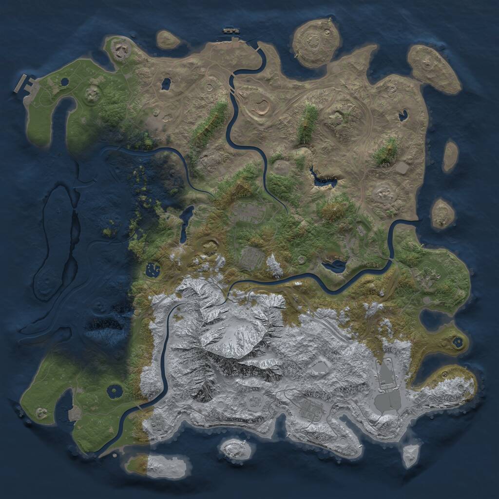 Rust Map: Procedural Map, Size: 5000, Seed: 49526, 16 Monuments