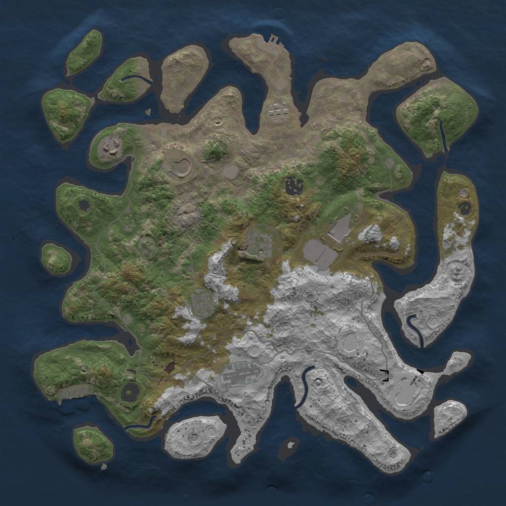 Rust Map: Procedural Map, Size: 4000, Seed: 205, 16 Monuments