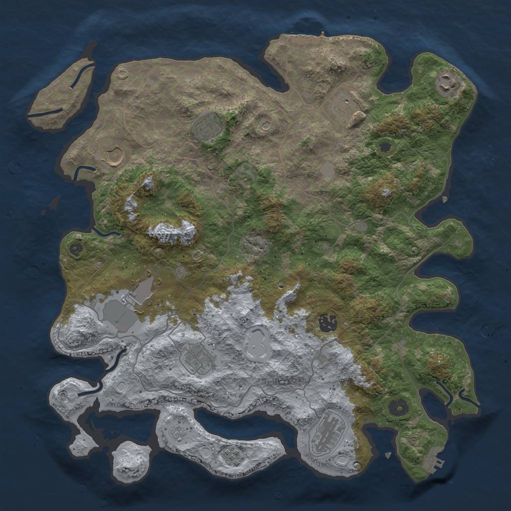 Rust Map: Procedural Map, Size: 4000, Seed: 1721534616, 18 Monuments