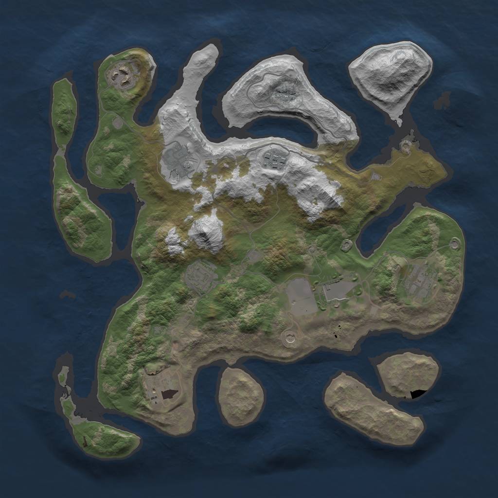 Rust Map: Barren, Size: 3500, Seed: 134650937, 10 Monuments