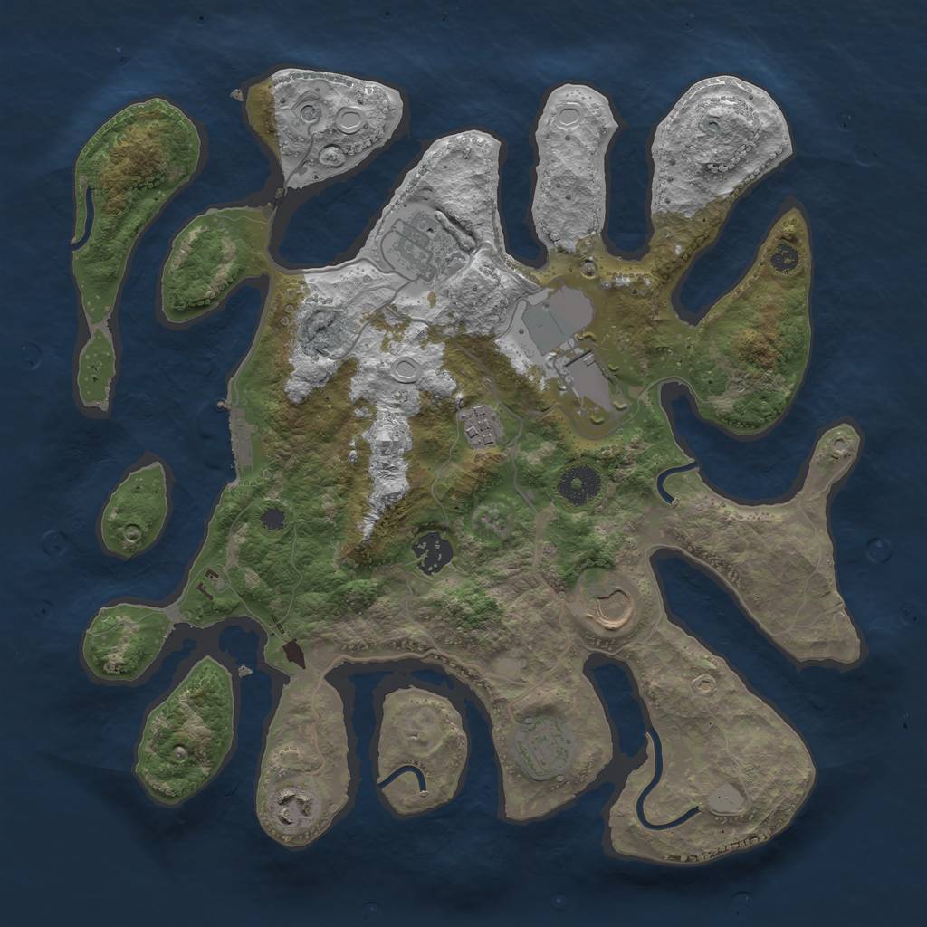 Rust Map: Procedural Map, Size: 3500, Seed: 385488866, 14 Monuments