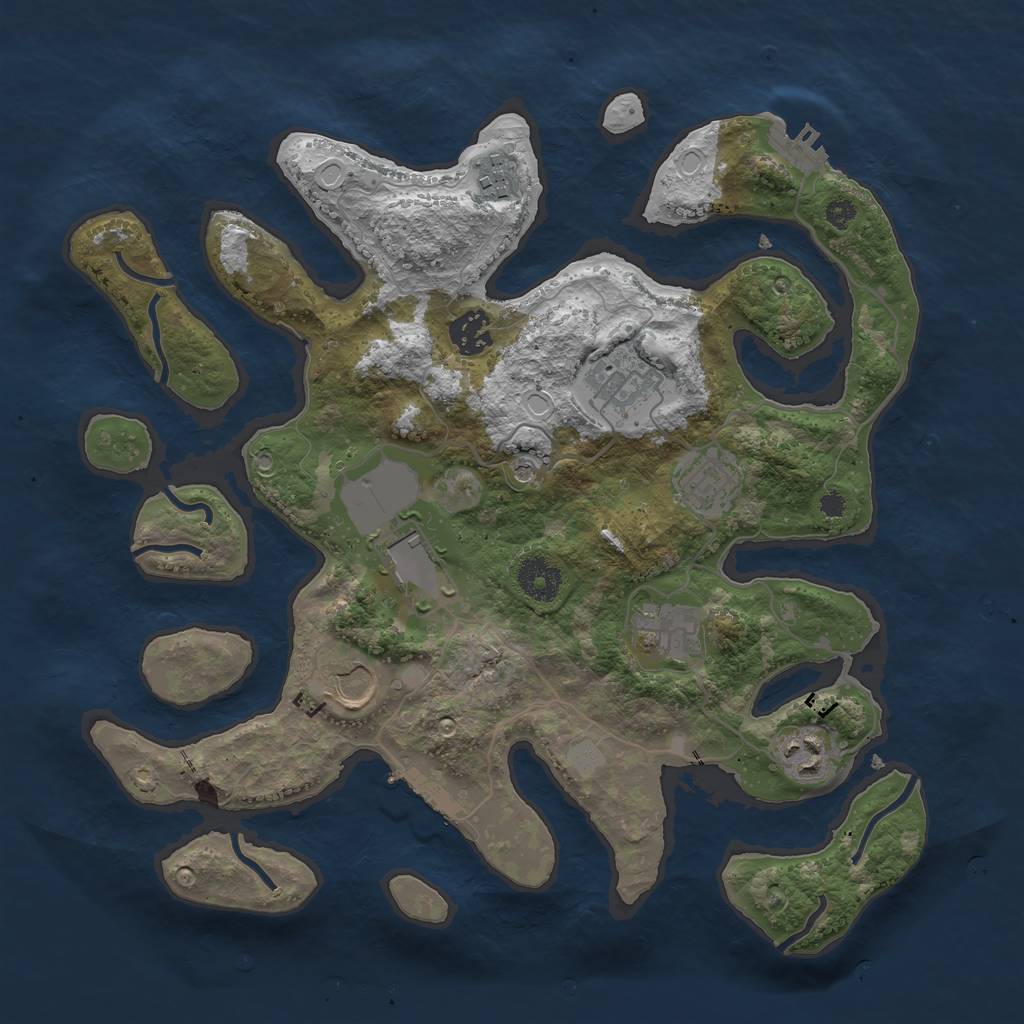 Rust Map: Procedural Map, Size: 3500, Seed: 138029348, 16 Monuments