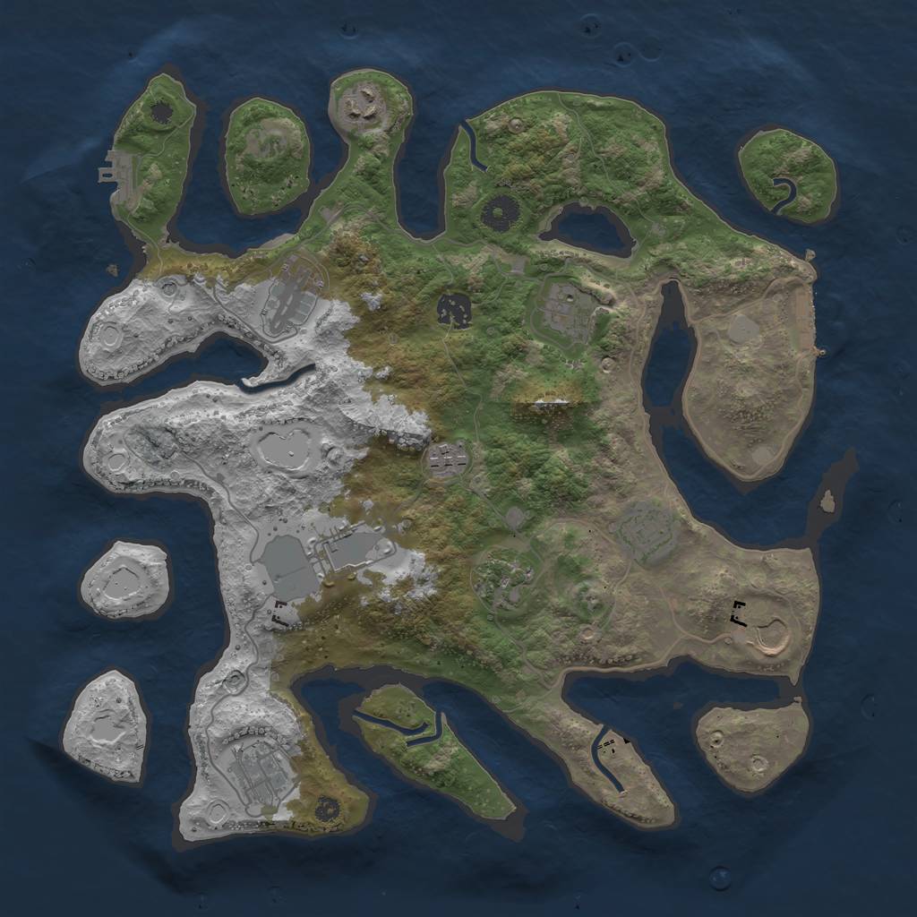 Rust Map: Procedural Map, Size: 3750, Seed: 890056, 18 Monuments