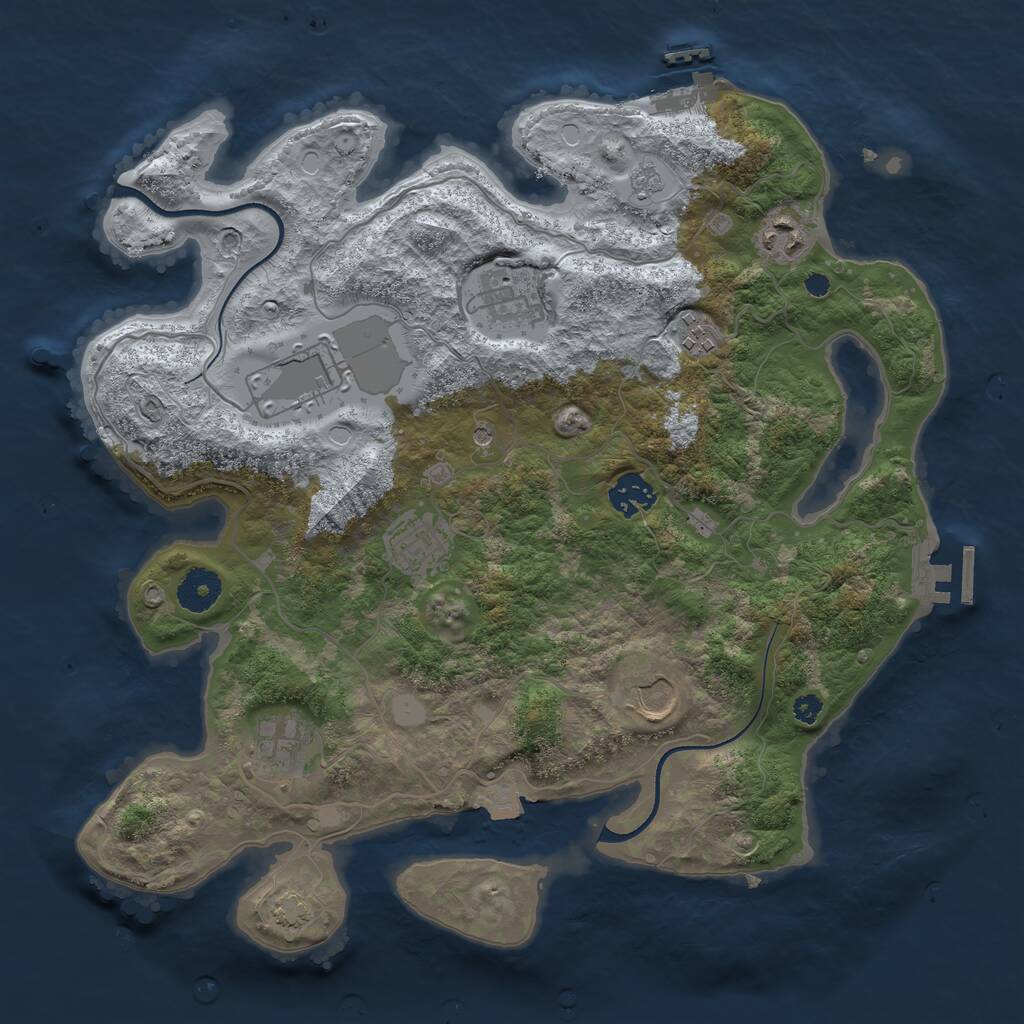 Rust Map: Procedural Map, Size: 3550, Seed: 791666, 14 Monuments