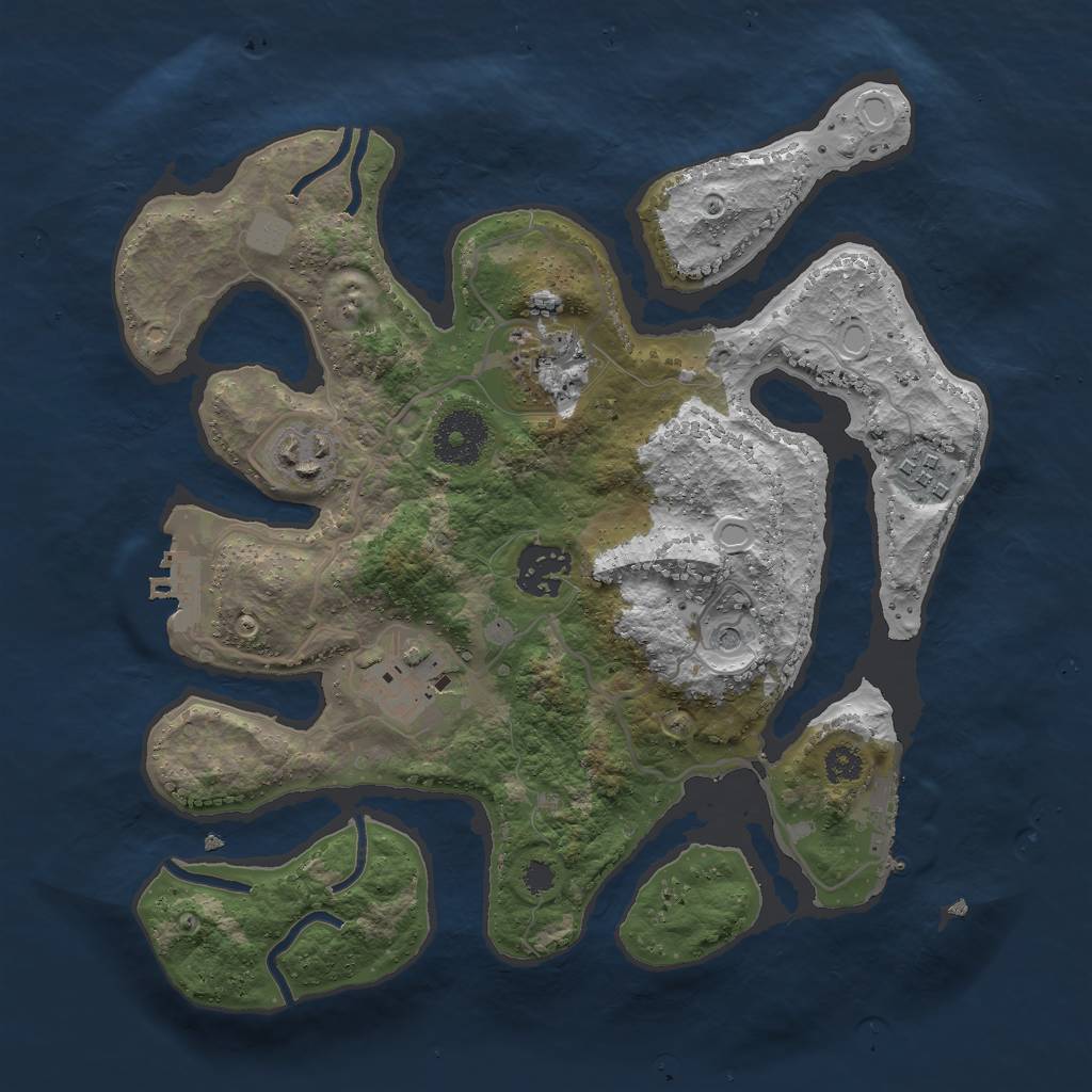 Rust Map: Procedural Map, Size: 3000, Seed: 332691, 13 Monuments