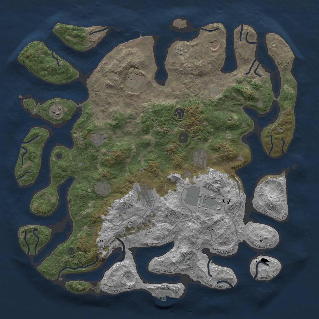 Rust Map: Procedural Map, Size: 4500, Seed: 734218773, 18 Monuments