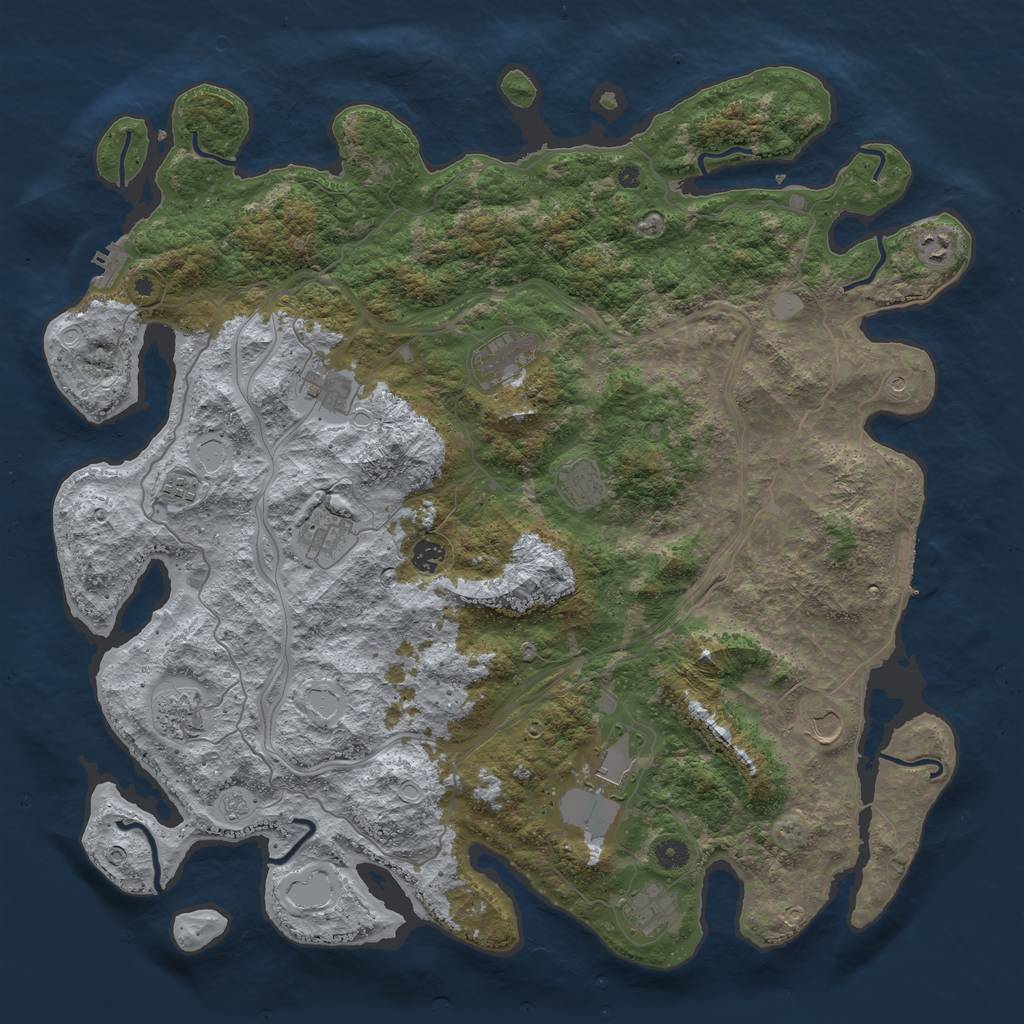Rust Map: Procedural Map, Size: 4750, Seed: 383547455, 18 Monuments