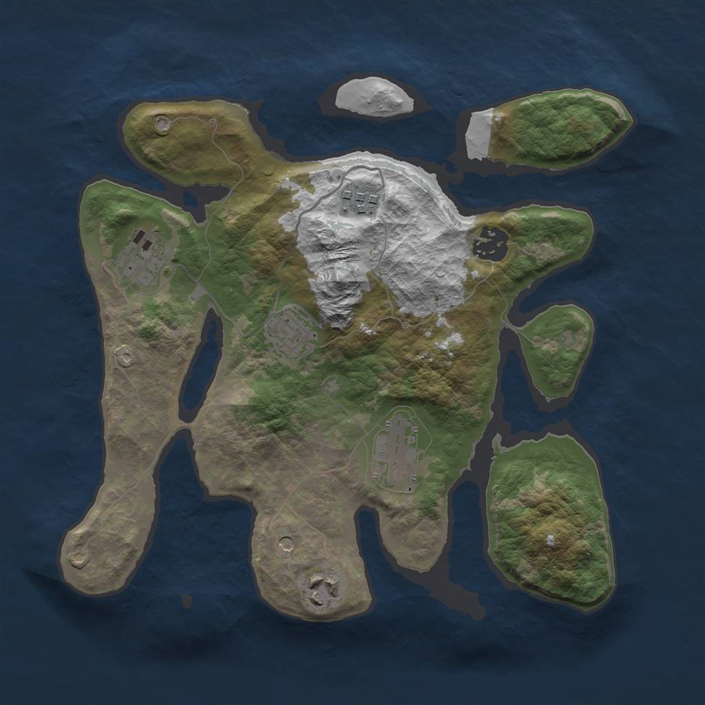 Rust Map: Barren, Size: 3000, Seed: 874629, 9 Monuments