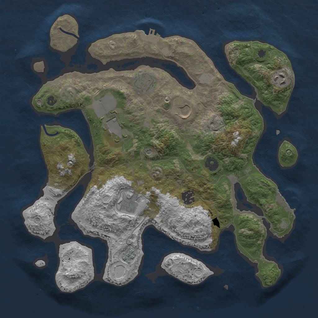 Rust Map: Procedural Map, Size: 3500, Seed: 7, 15 Monuments