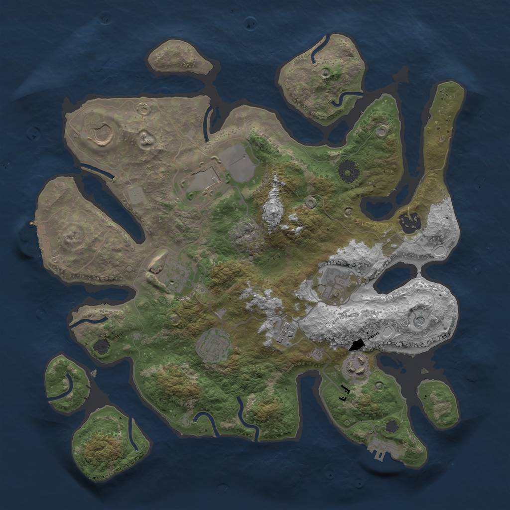 Rust Map: Procedural Map, Size: 3550, Seed: 572454, 16 Monuments