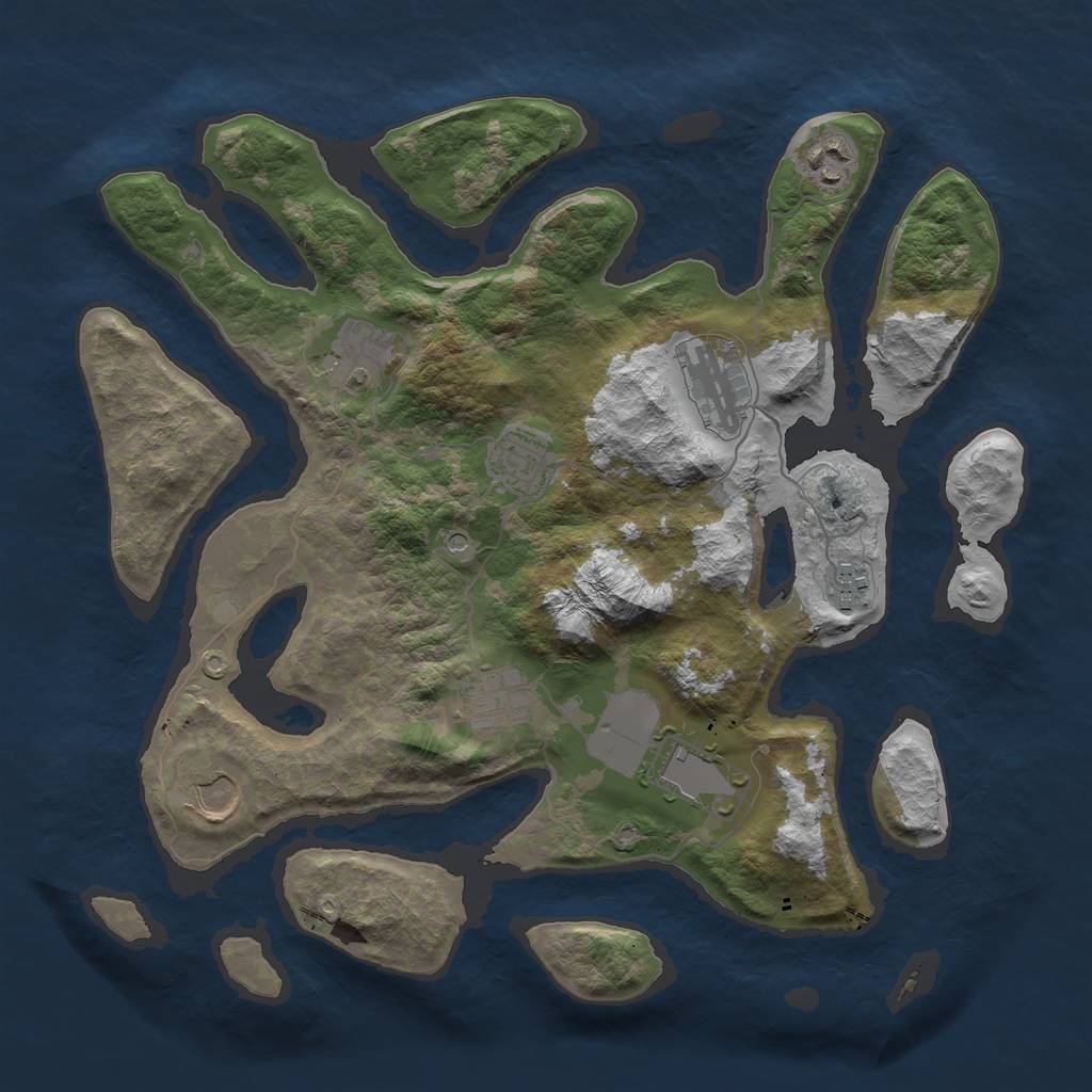 Rust Map: Barren, Size: 3500, Seed: 171028422, 11 Monuments