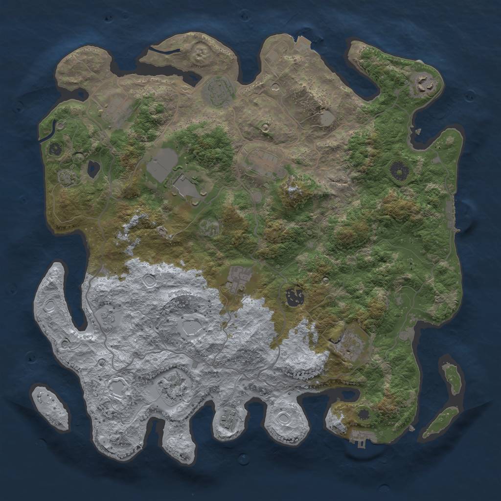 Rust Map: Procedural Map, Size: 4000, Seed: 3, 18 Monuments