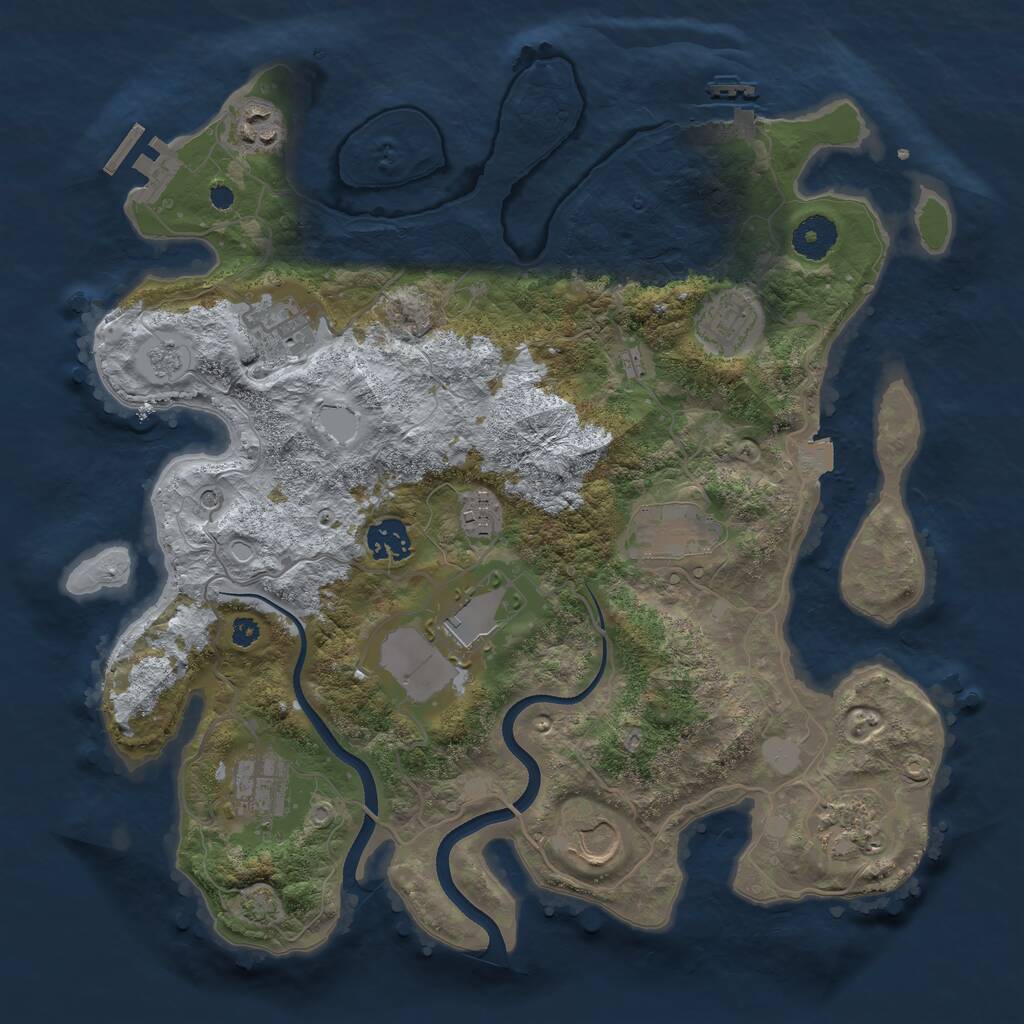 Rust Map: Procedural Map, Size: 3550, Seed: 215834, 16 Monuments