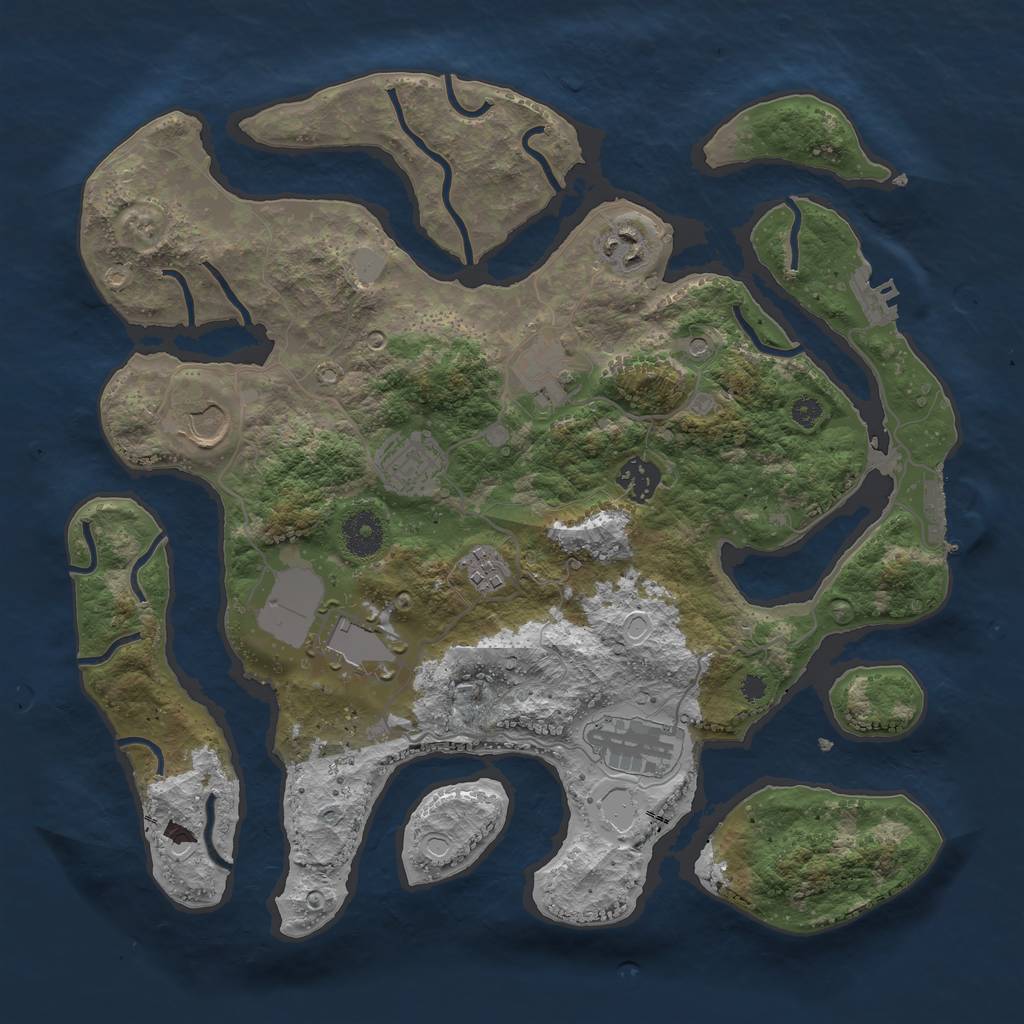 Rust Map: Procedural Map, Size: 3550, Seed: 710820, 16 Monuments
