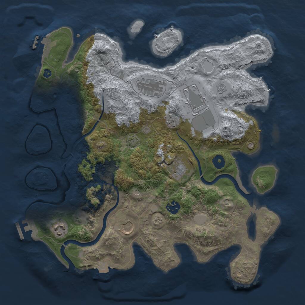 Rust Map: Procedural Map, Size: 3500, Seed: 77291042, 13 Monuments