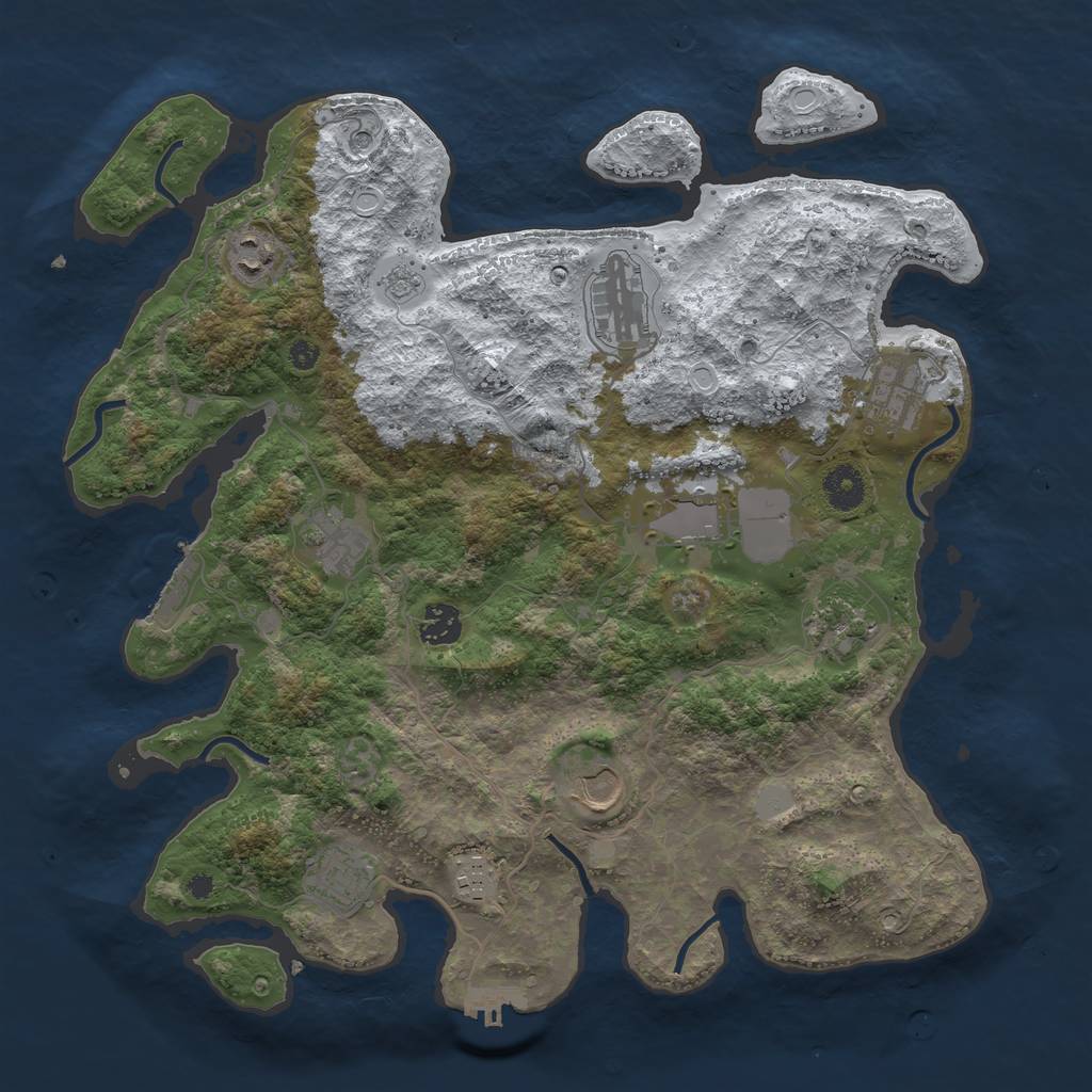 Rust Map: Procedural Map, Size: 3800, Seed: 2120081908, 19 Monuments