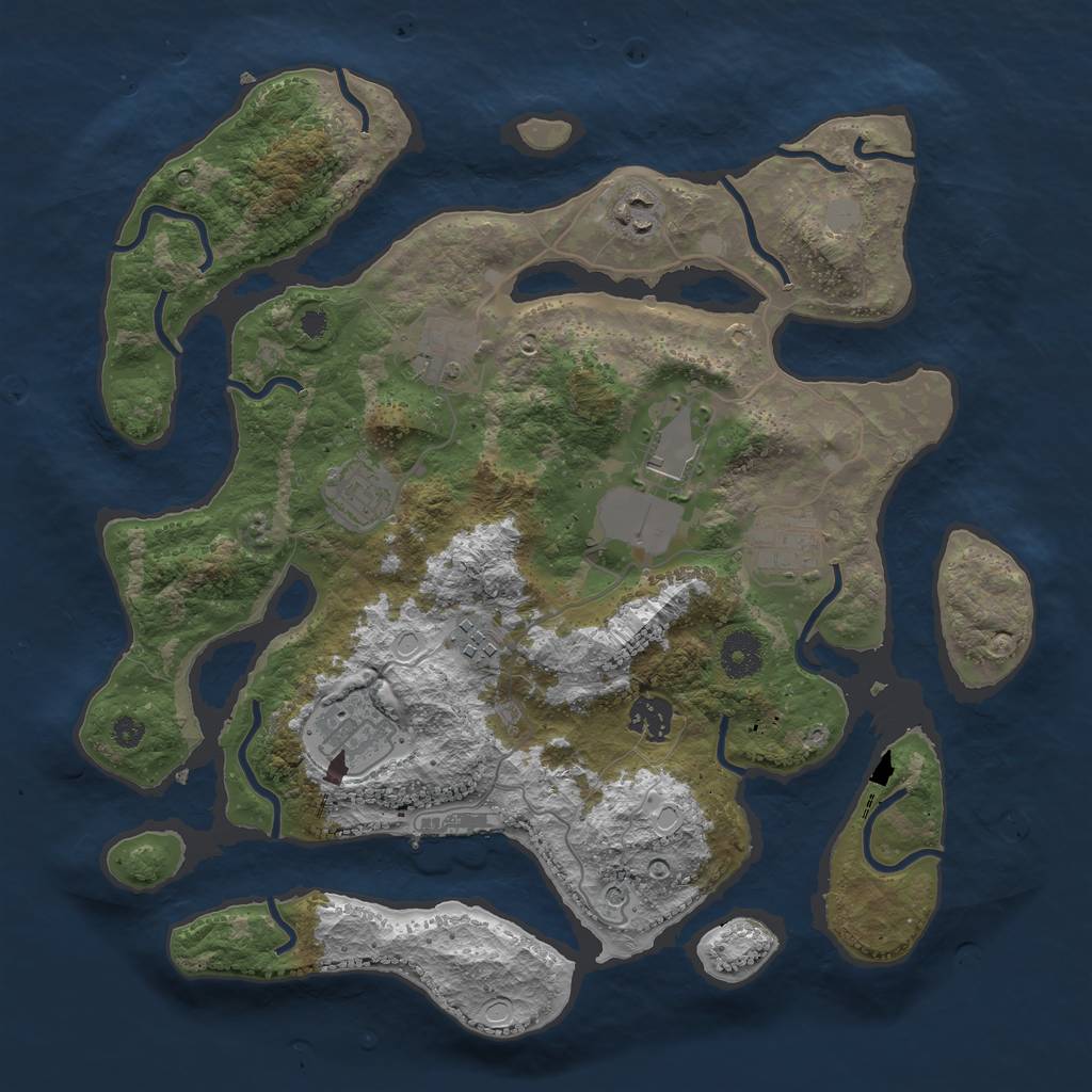 Rust Map: Procedural Map, Size: 3600, Seed: 25470, 15 Monuments