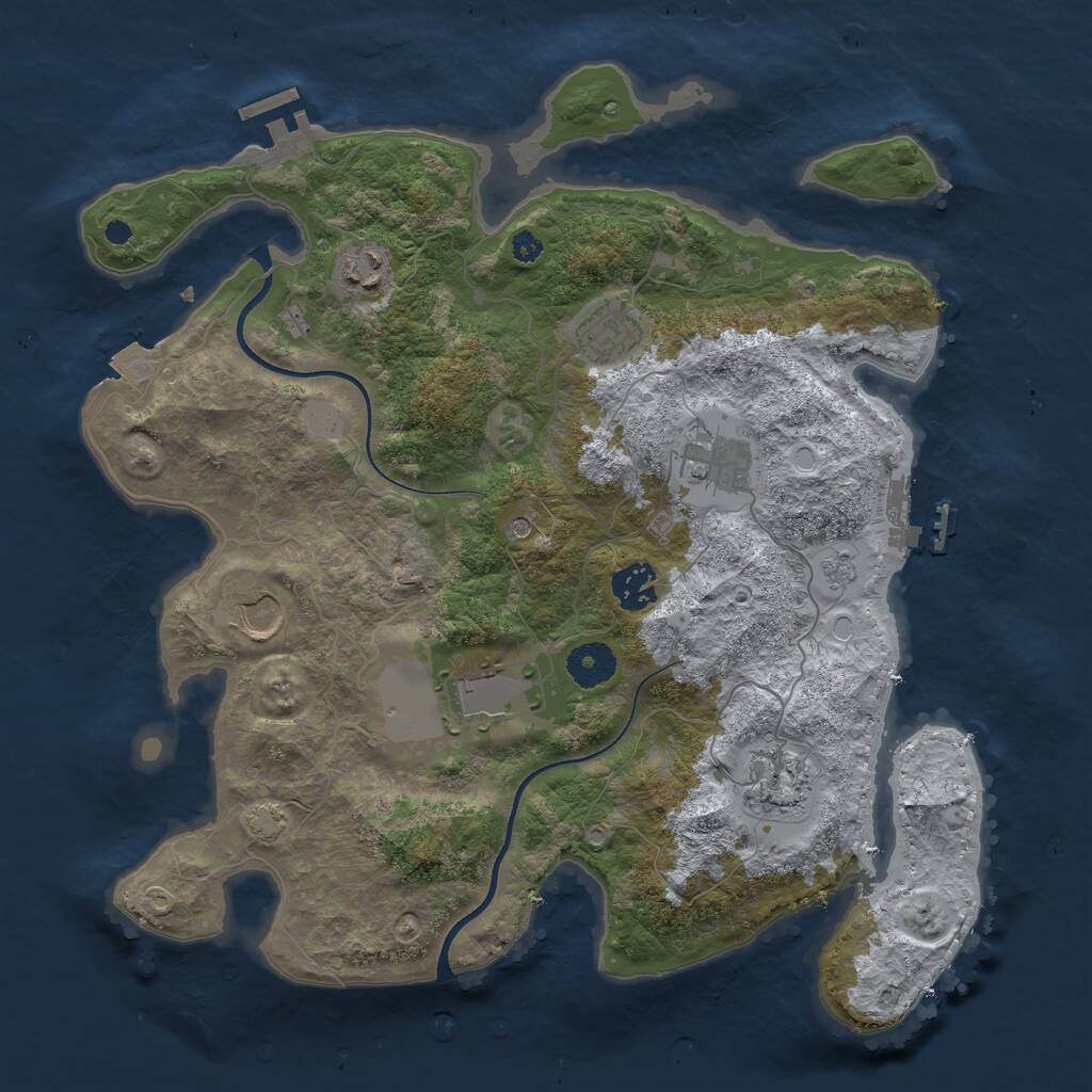 Rust Map: Procedural Map, Size: 3550, Seed: 833292, 13 Monuments