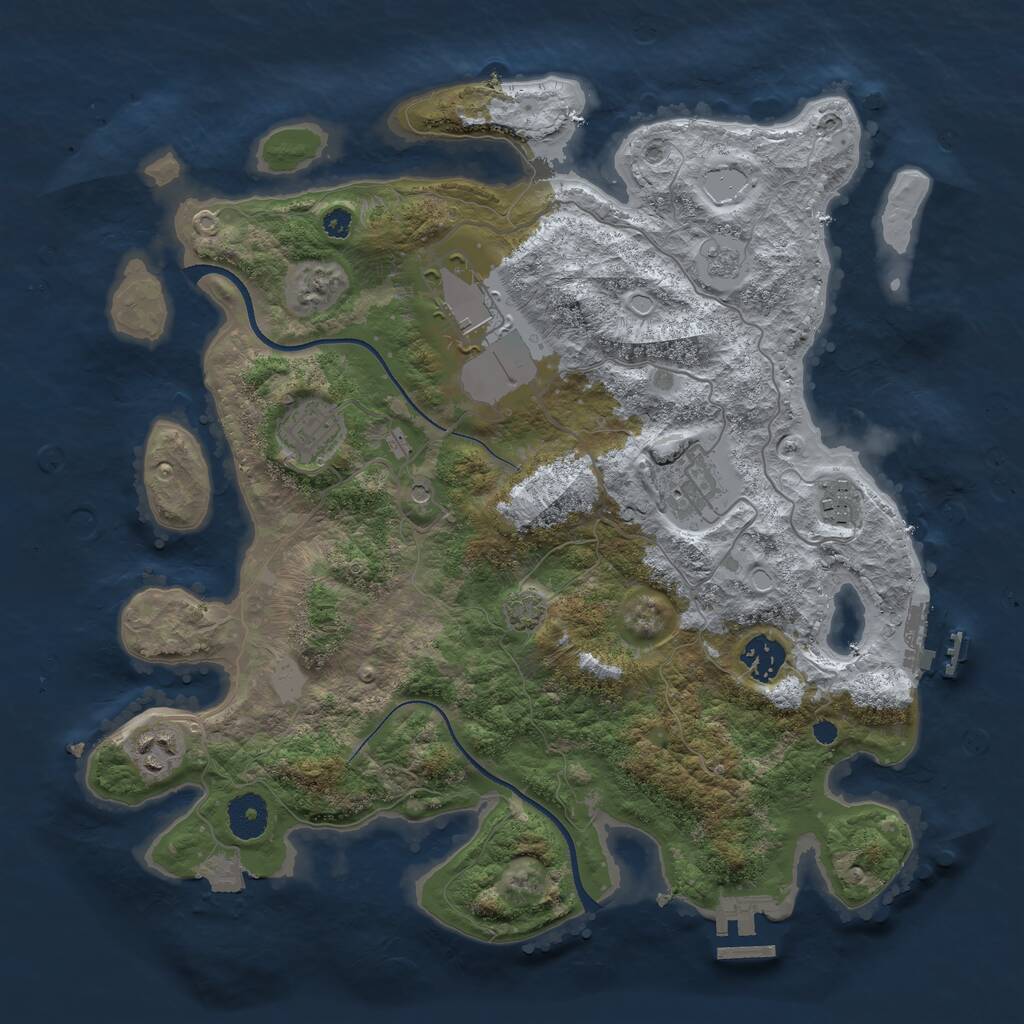 Rust Map: Procedural Map, Size: 3550, Seed: 50730, 12 Monuments