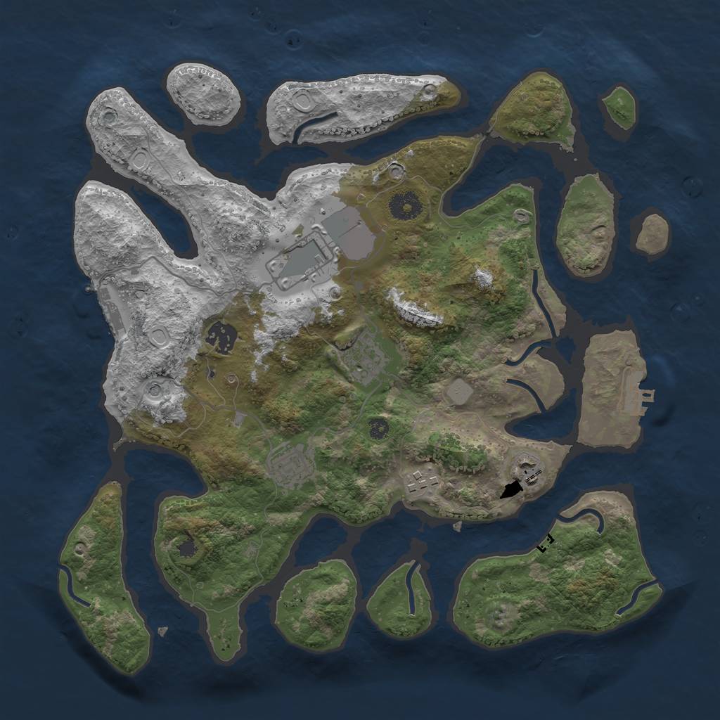 Rust Map: Procedural Map, Size: 3500, Seed: 21474, 14 Monuments