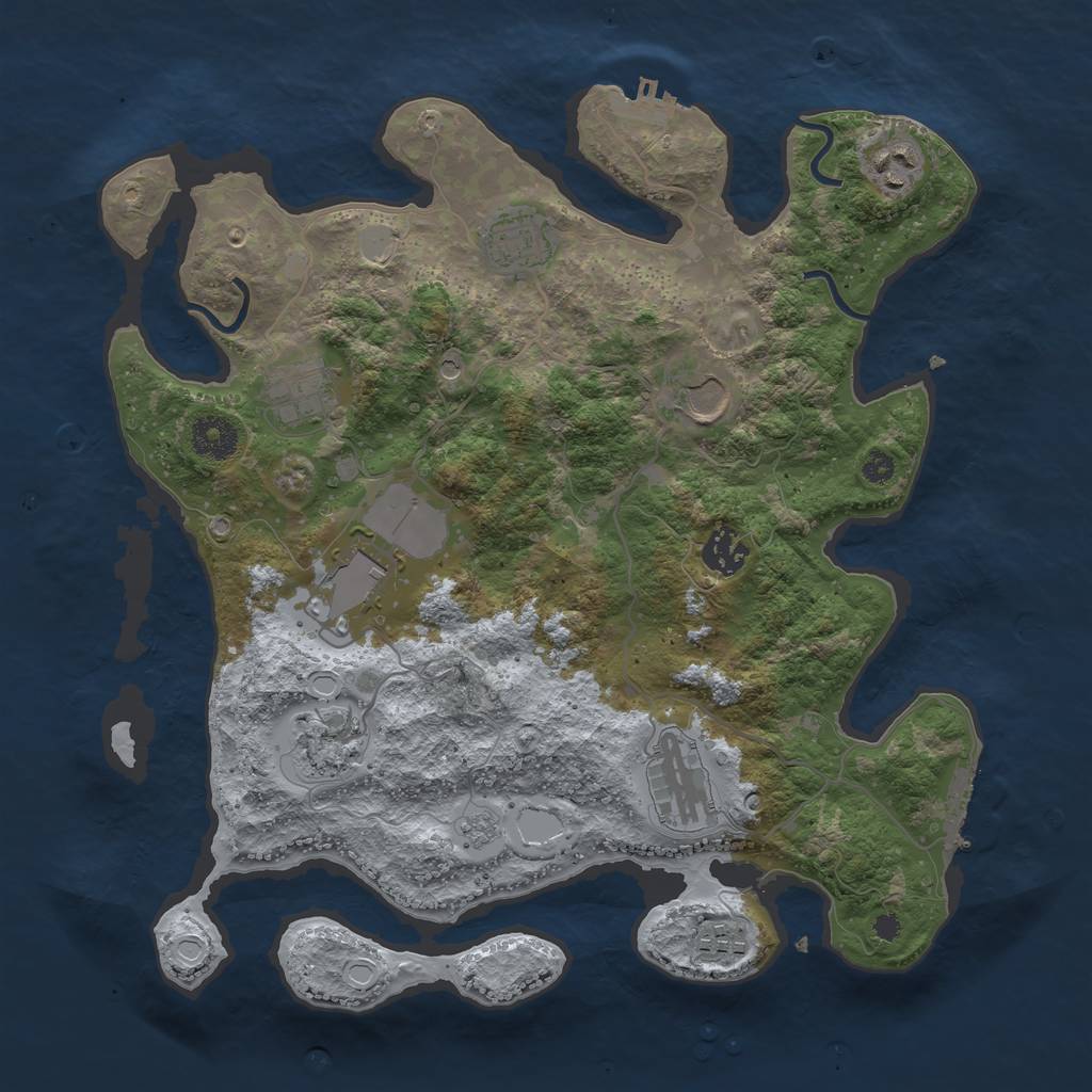 Rust Map: Procedural Map, Size: 3550, Seed: 810787, 16 Monuments