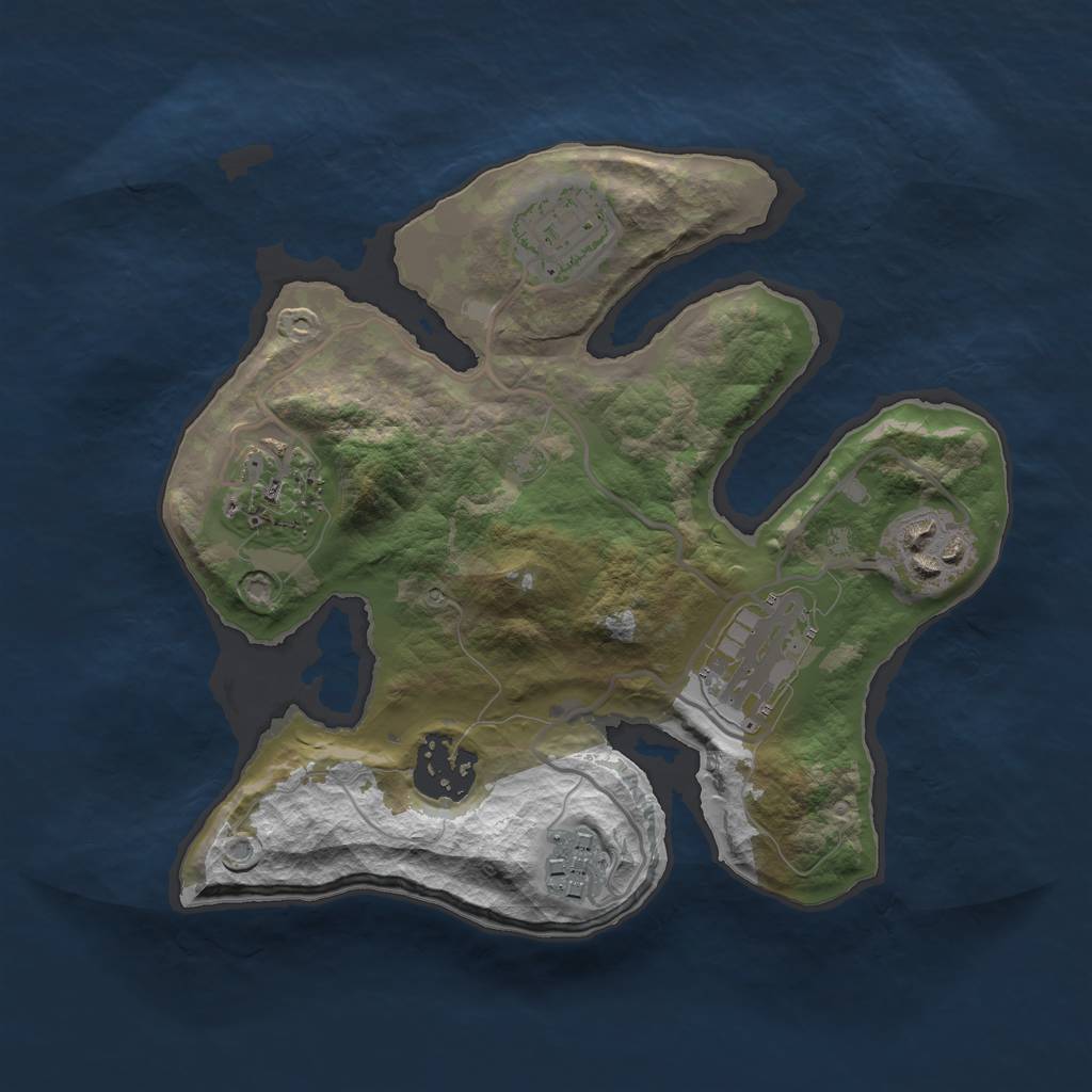 Rust Map: Barren, Size: 2500, Seed: 36253191, 8 Monuments