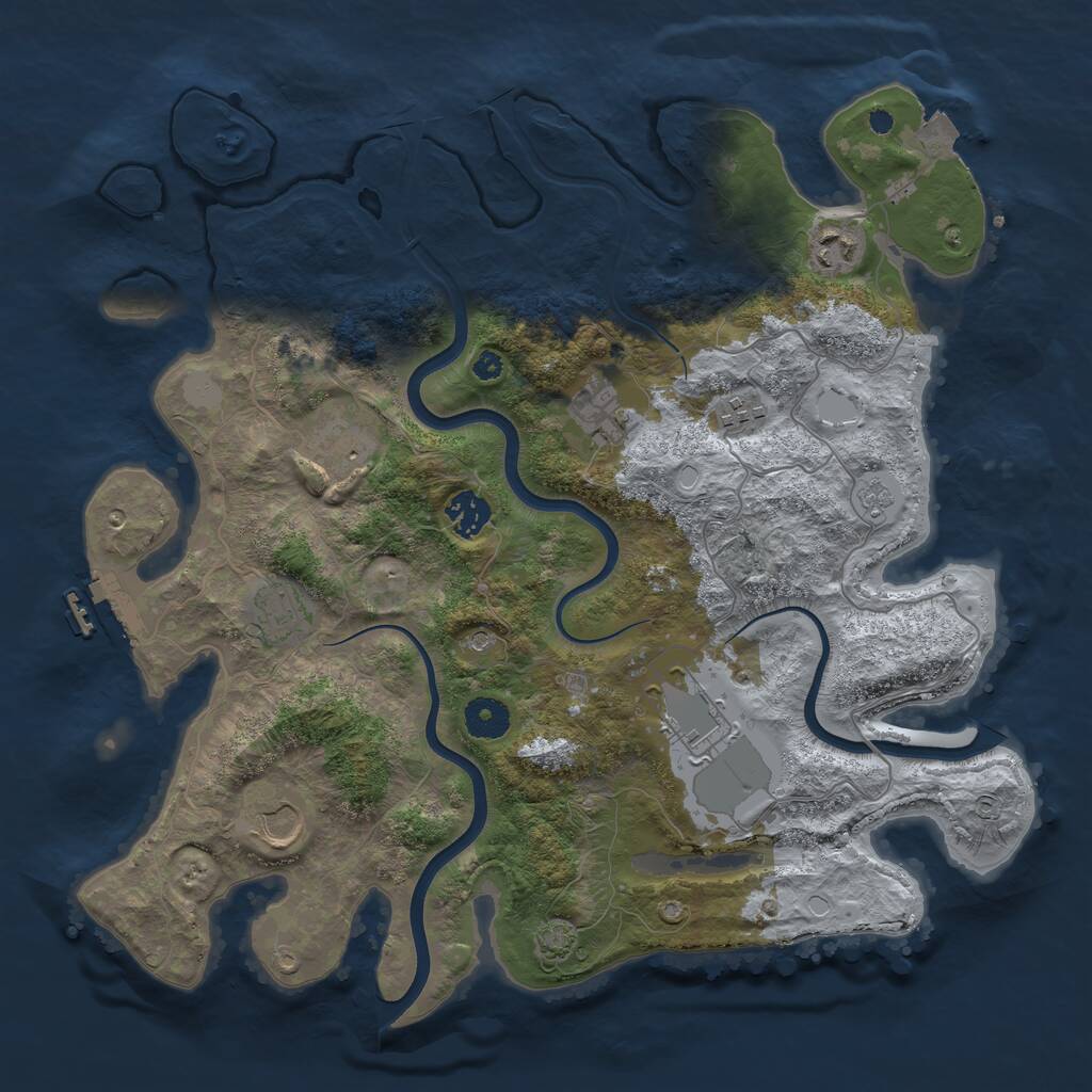 Rust Map: Procedural Map, Size: 3750, Seed: 2790742, 13 Monuments