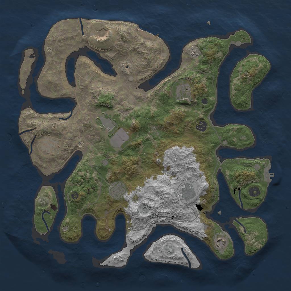 Rust Map: Procedural Map, Size: 4000, Seed: 870649071, 14 Monuments