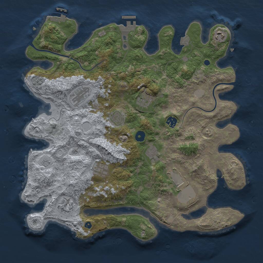 Rust Map: Procedural Map, Size: 3800, Seed: 4684673, 16 Monuments