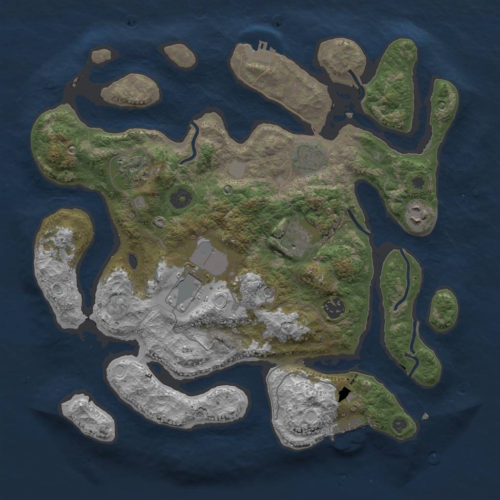 Rust Map: Procedural Map, Size: 3600, Seed: 2029240842, 14 Monuments