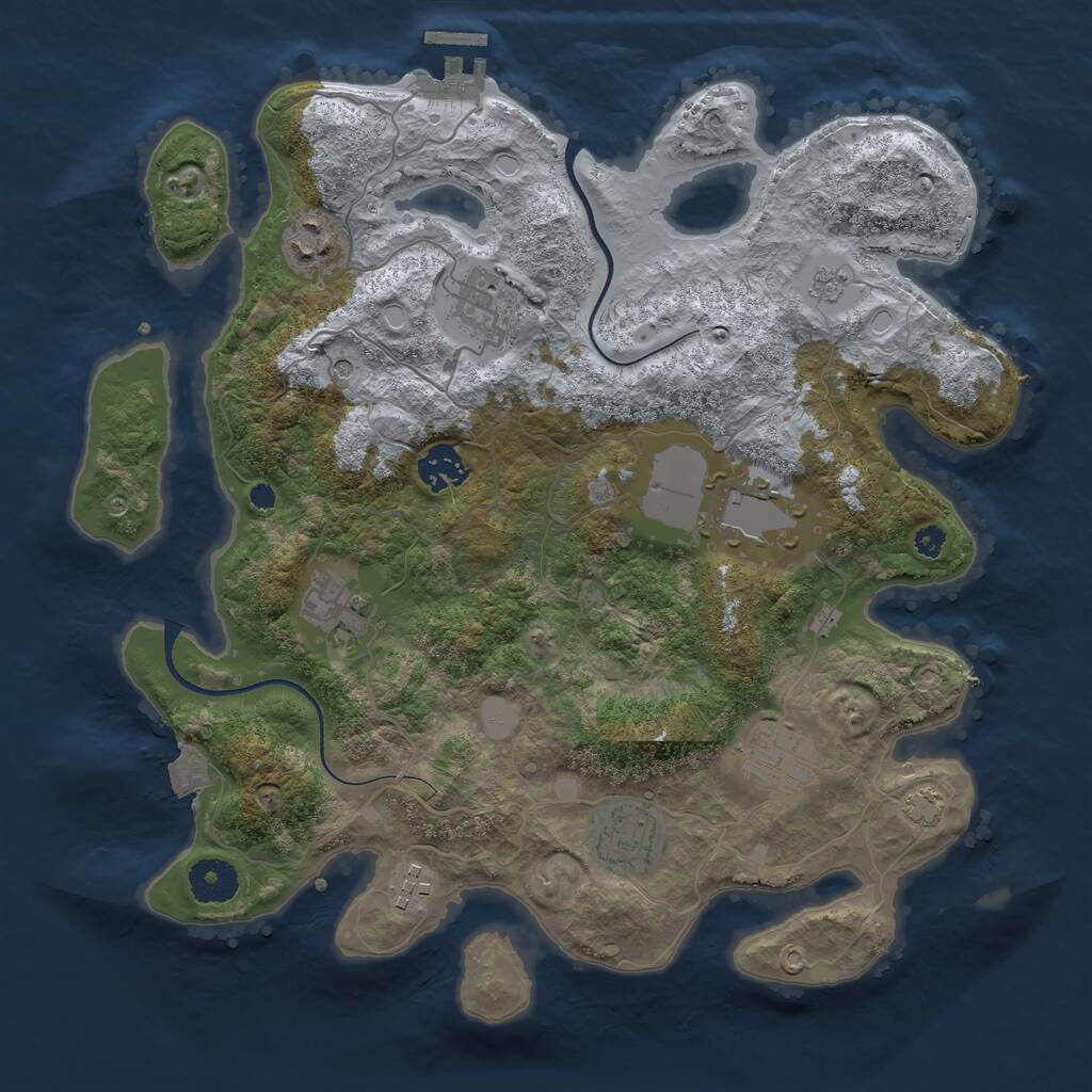 Rust Map: Procedural Map, Size: 3500, Seed: 84751457, 13 Monuments