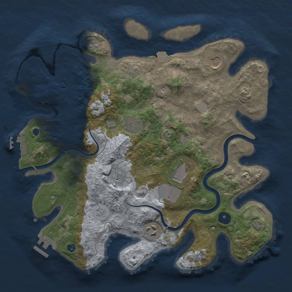 Rust Map: Procedural Map, Size: 3500, Seed: 1377080222, 12 Monuments